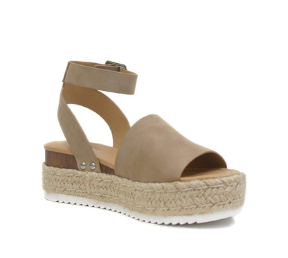Soda Topic Open Toe Buckle Ankle Strap Espadrilles Flatform Casual Sandal