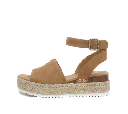 Soda Topic Open Toe Buckle Ankle Strap Espadrilles Casual Sandal
