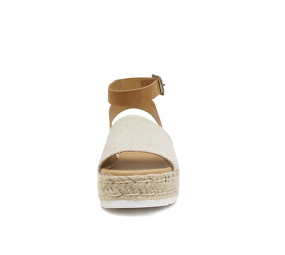 Soda Topic Open Toe Buckle Ankle Strap Espadrilles Flatform Casual Sandal