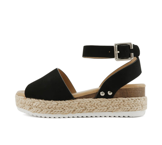Soda Topic Open Toe Buckle Ankle Strap Espadrilles Flatform Casual Sandal