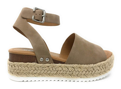 SODA TOPIC Avenue Women's Open Toe Ankle Strap Espadrille Sandal