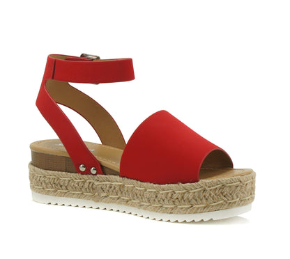 Soda Topic Open Toe Buckle Ankle Strap Espadrilles Casual Sandal