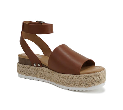 Soda Topic Open Toe Buckle Ankle Strap Espadrilles Casual Sandal