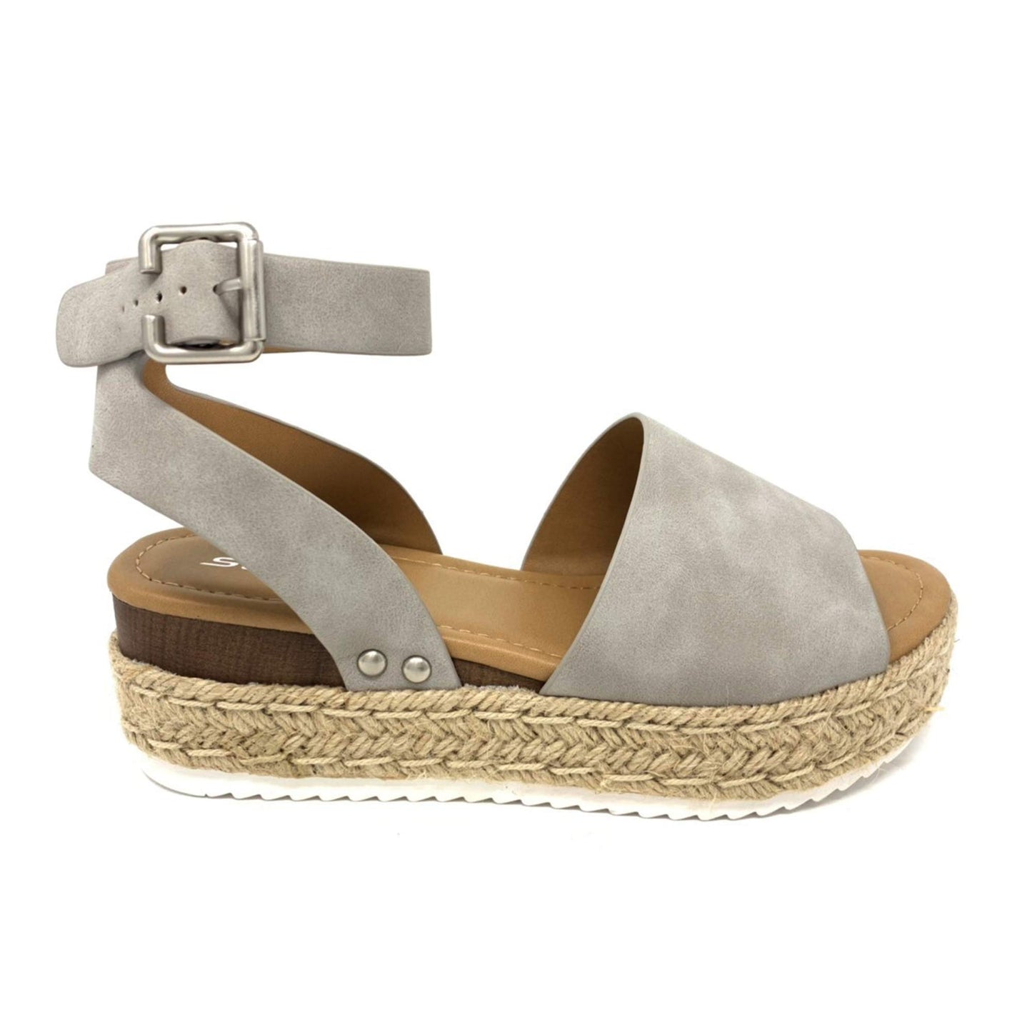 Soda Topic Open Toe Buckle Ankle Strap Espadrilles Casual Sandal