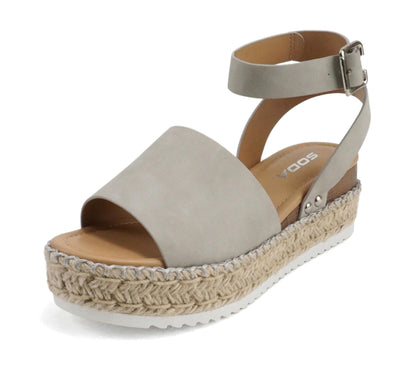 Soda Topic Open Toe Buckle Ankle Strap Espadrilles Casual Sandal