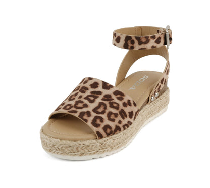 Soda Topic Open Toe Buckle Ankle Strap Espadrilles Flatform Casual Sandal