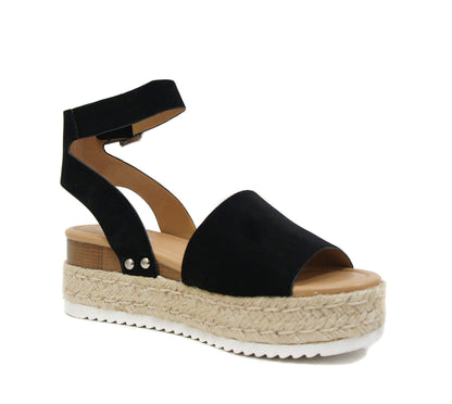 Soda Topic Open Toe Buckle Ankle Strap Espadrilles Casual Sandal