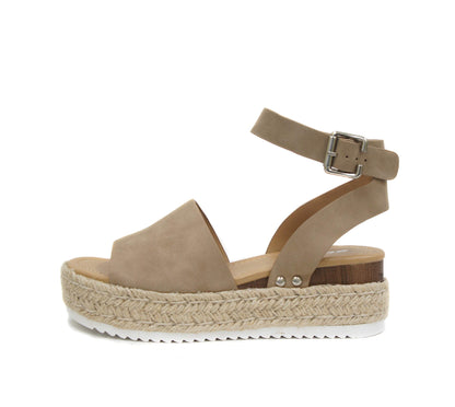 Soda Topic Open Toe Buckle Ankle Strap Espadrilles Flatform Casual Sandal