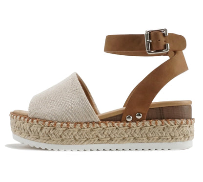 Soda Topic Open Toe Buckle Ankle Strap Espadrilles Casual Sandal