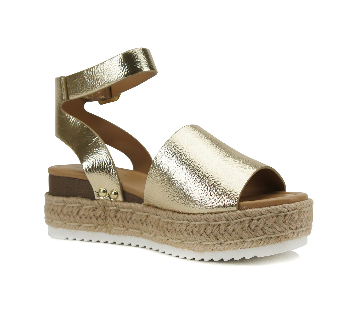 Soda Topic Open Toe Buckle Ankle Strap Espadrilles Flatform Casual Sandal