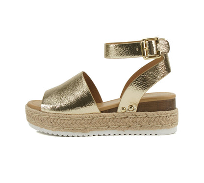 Soda Topic Open Toe Buckle Ankle Strap Espadrilles Flatform Casual Sandal