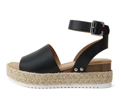 Soda Topic Open Toe Buckle Ankle Strap Espadrilles Casual Sandal