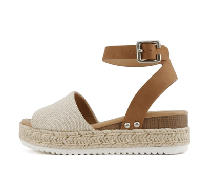 Soda Topic Open Toe Buckle Ankle Strap Espadrilles Flatform Casual Sandal