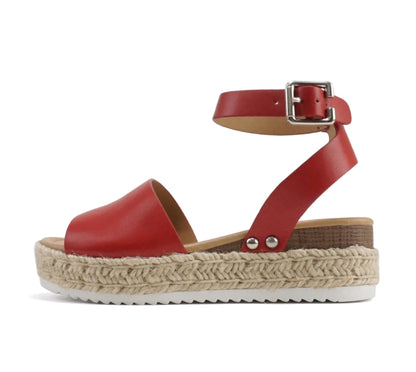 Soda Topic Open Toe Buckle Ankle Strap Espadrilles Flatform Casual Sandal