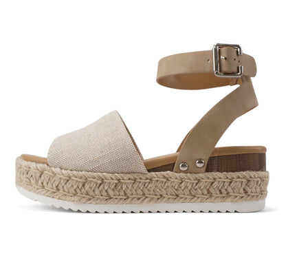 Soda Topic Open Toe Buckle Ankle Strap Espadrilles Casual Sandal