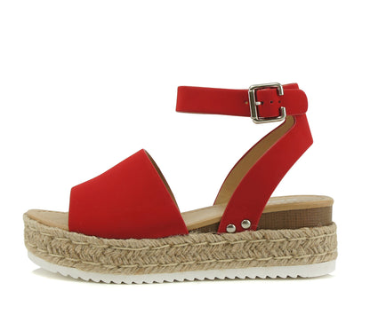 Soda Topic Open Toe Buckle Ankle Strap Espadrilles Casual Sandal