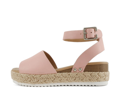 Soda Topic Open Toe Buckle Ankle Strap Espadrilles Flatform Casual Sandal