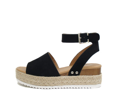 Soda Topic Open Toe Buckle Ankle Strap Espadrilles Casual Sandal