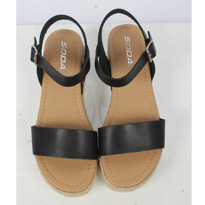 Soda Topic Open Toe Buckle Ankle Strap Espadrilles Casual Sandal