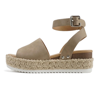Soda Topic Open Toe Buckle Ankle Strap Espadrilles Casual Sandal