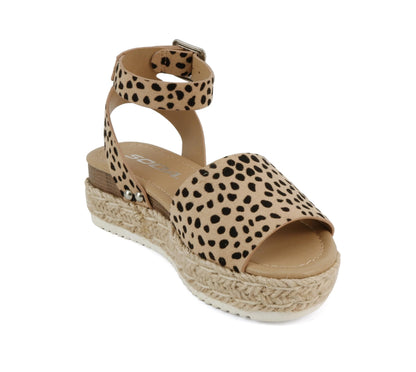 Soda Topic Open Toe Buckle Ankle Strap Espadrilles Flatform Casual Sandal