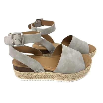 SODA TOPIC Avenue Women's Open Toe Ankle Strap Espadrille Sandal