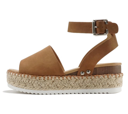 Soda Topic Open Toe Buckle Ankle Strap Espadrilles Casual Sandal