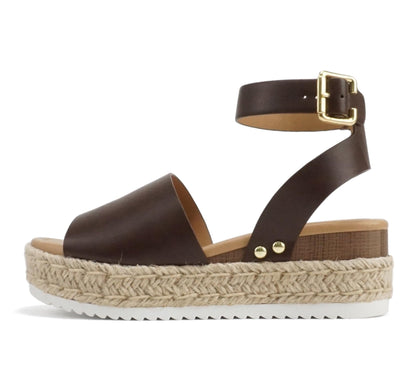 Soda Topic Open Toe Buckle Ankle Strap Espadrilles Casual Sandal
