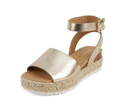 Soda Topic Open Toe Buckle Ankle Strap Espadrilles Flatform Casual Sandal