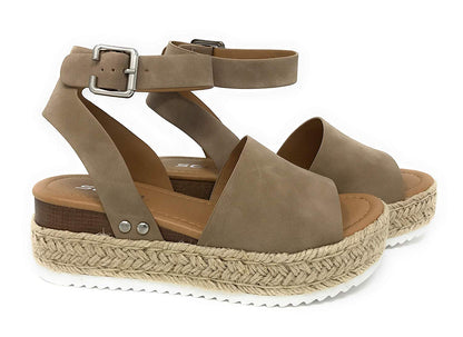 SODA TOPIC Avenue Women's Open Toe Ankle Strap Espadrille Sandal
