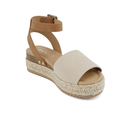 Soda Topic Open Toe Buckle Ankle Strap Espadrilles Flatform Casual Sandal