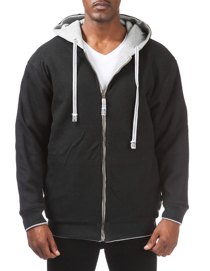 Pro Club Men's Full Zip Reversible Fleece and Thermal Hoodie
