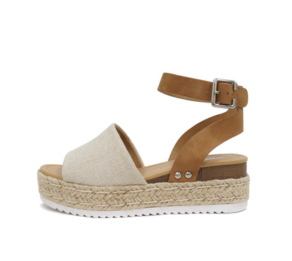 Soda Topic Open Toe Buckle Ankle Strap Espadrilles Flatform Casual Sandal