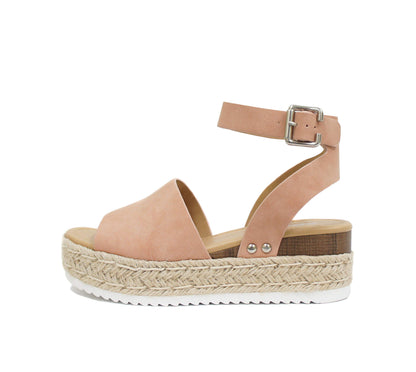 Soda Topic Open Toe Buckle Ankle Strap Espadrilles Casual Sandal