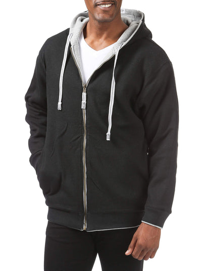 Pro Club Men's Full Zip Reversible Fleece and Thermal Hoodie