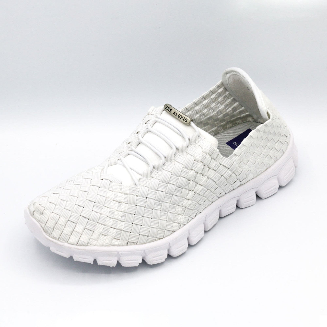 DANIELLE White Metallic Woven Sneakers