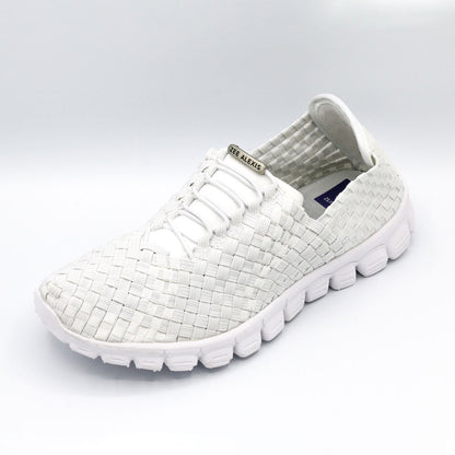 DANIELLE White Metallic Woven Sneakers