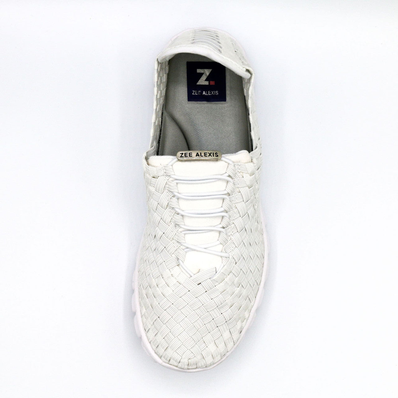 DANIELLE White Metallic Woven Sneakers