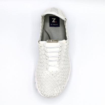 DANIELLE White Metallic Woven Sneakers