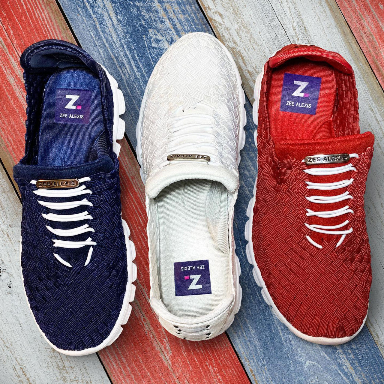DANIELLE White Metallic Woven Sneakers